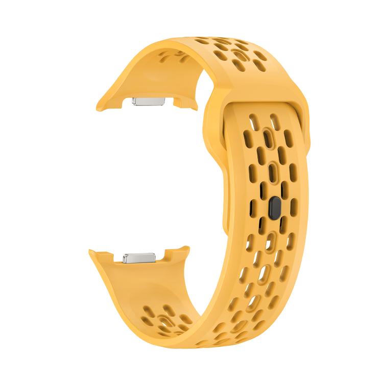 For Samsung Galaxy Watch8 40mm Speed Bezel and Black Reverse Buckle Silicone Watch Band(Yellow Silver)