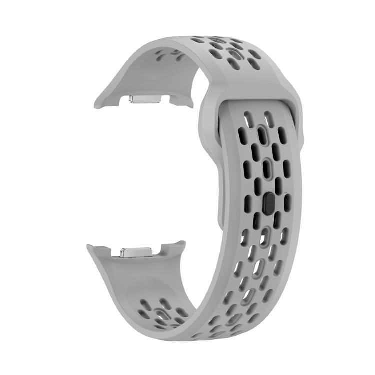 For Samsung Galaxy Watch8 40mm Speed Bezel and Black Reverse Buckle Silicone Watch Band(Gray Silver)