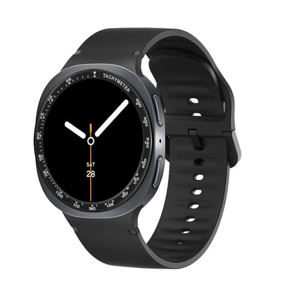 For Samsung Galaxy Watch8 44mm Speed Bezel and Solid Color Stitched Silicone Watch Band(Black Black)