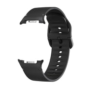 For Samsung Galaxy Watch8 44mm Speed Bezel and Solid Color Stitched Silicone Watch Band(Black Black)