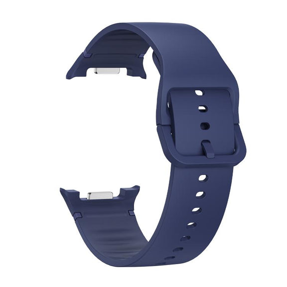 For Samsung Galaxy Watch8 40mm Speed Bezel and Solid Color Stitched Silicone Watch Band(Midnight Blue Silver)