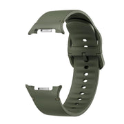 For Samsung Galaxy Watch8 44mm Diamond Bezel and Solid Color Stitched Silicone Watch Band(Army Green Silver)