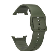 For Samsung Galaxy Watch8 44mm Diamond Bezel and Solid Color Stitched Silicone Watch Band(Army Green Black)