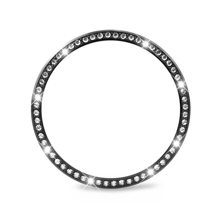 For Samsung Galaxy Watch8 44mm Diamond Bezel and Solid Color Stitched Silicone Watch Band(Midnight Blue Black)