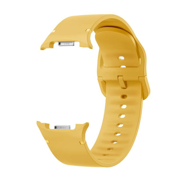 For Samsung Galaxy Watch8 40mm Diamond Bezel and Solid Color Stitched Silicone Watch Band(Official Yellow Silver)