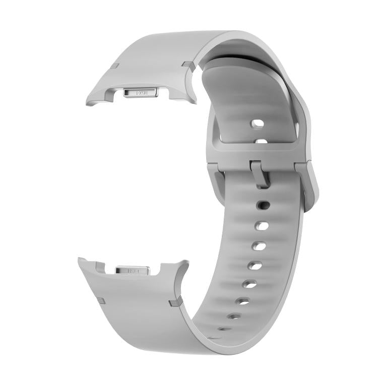For Samsung Galaxy Watch8 40mm Diamond Bezel and Solid Color Stitched Silicone Watch Band(Gray Black)