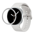 For Samsung Galaxy Watch8 44mm Rhombic Texture Bezel and Solid Color Stitched Silicone Watch Band(Lime White Silver) - free shipping - PMC TechLife - Order now!