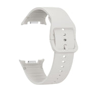 For Samsung Galaxy Watch8 44mm Rhombic Texture Bezel and Solid Color Stitched Silicone Watch Band(Lime White Silver)