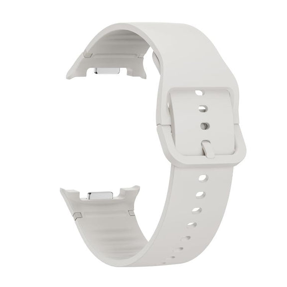 For Samsung Galaxy Watch8 44mm Rhombic Texture Bezel and Solid Color Stitched Silicone Watch Band(Lime White Silver)
