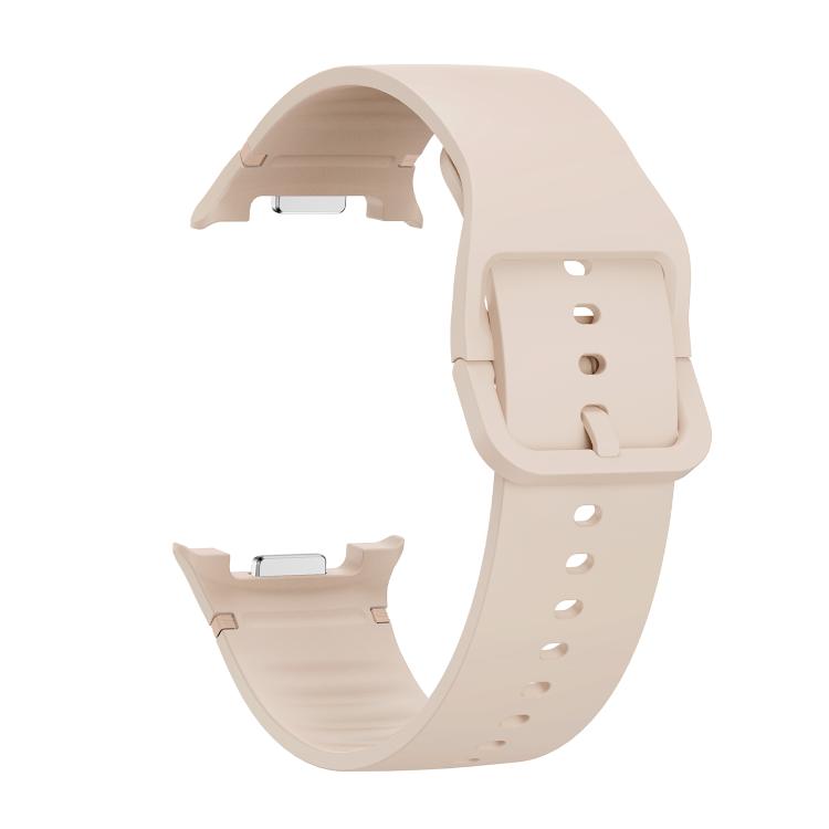 For Samsung Galaxy Watch8 44mm Rhombic Texture Bezel and Solid Color Stitched Silicone Watch Band(Starlight Silver)