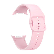 For Samsung Galaxy Watch8 44mm Rhombic Texture Bezel and Solid Color Stitched Silicone Watch Band(Light Pink Silver)