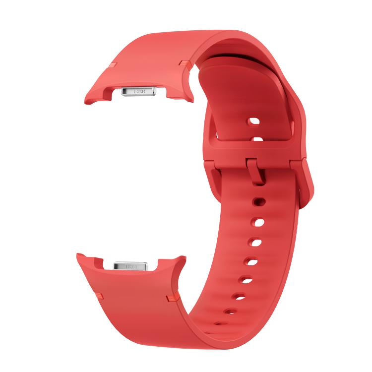 For Samsung Galaxy Watch8 44mm Rhombic Texture Bezel and Solid Color Stitched Silicone Watch Band(Red Silver)