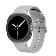 For Samsung Galaxy Watch8 44mm Rhombic Texture Bezel and Solid Color Stitched Silicone Watch Band(Gray Black)