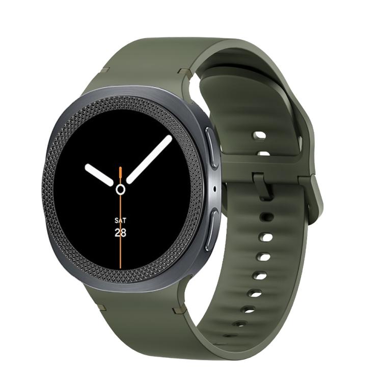 For Samsung Galaxy Watch8 44mm Rhombic Texture Bezel and Solid Color Stitched Silicone Watch Band(Army Green Black)