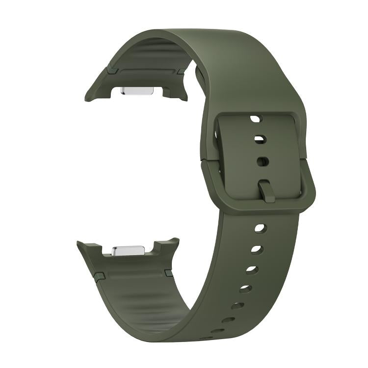 For Samsung Galaxy Watch8 44mm Rhombic Texture Bezel and Solid Color Stitched Silicone Watch Band(Army Green Black)