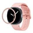 For Samsung Galaxy Watch8 44mm Rhombic Texture Bezel and Solid Color Stitched Silicone Watch Band(Pink Rose Gold) - free shipping - PMC TechLife - Order now!