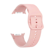 For Samsung Galaxy Watch8 44mm Rhombic Texture Bezel and Solid Color Stitched Silicone Watch Band(Pink Rose Gold)
