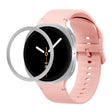 For Samsung Galaxy Watch8 40mm Rhombic Texture Bezel and Solid Color Stitched Silicone Watch Band(Pink Silver) - free shipping - PMC TechLife - Order now!