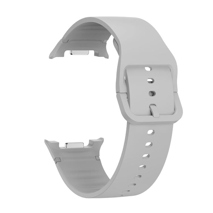 For Samsung Galaxy Watch8 40mm Rhombic Texture Bezel and Solid Color Stitched Silicone Watch Band(Gray Silver)