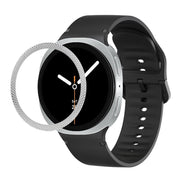 For Samsung Galaxy Watch8 40mm Rhombic Texture Bezel and Solid Color Stitched Silicone Watch Band(Black Silver)