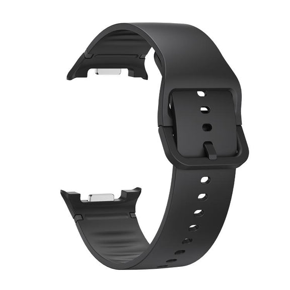 For Samsung Galaxy Watch8 40mm Rhombic Texture Bezel and Solid Color Stitched Silicone Watch Band(Black Silver)