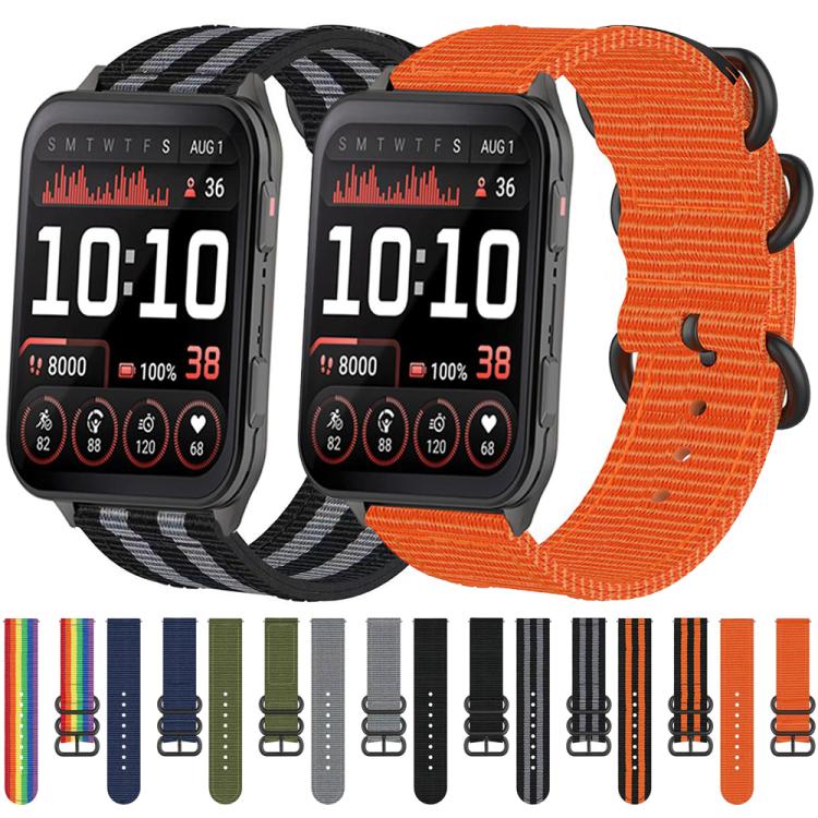 For Garmin Venu X1 Ring Buckle Nylon Canvas Watch Band(Black Gray)