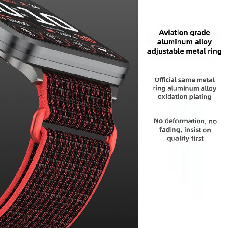 For Garmin Venu X1 Two Section Metal Ring Nylon Hook and Loop Fastener Watch Band(Red)
