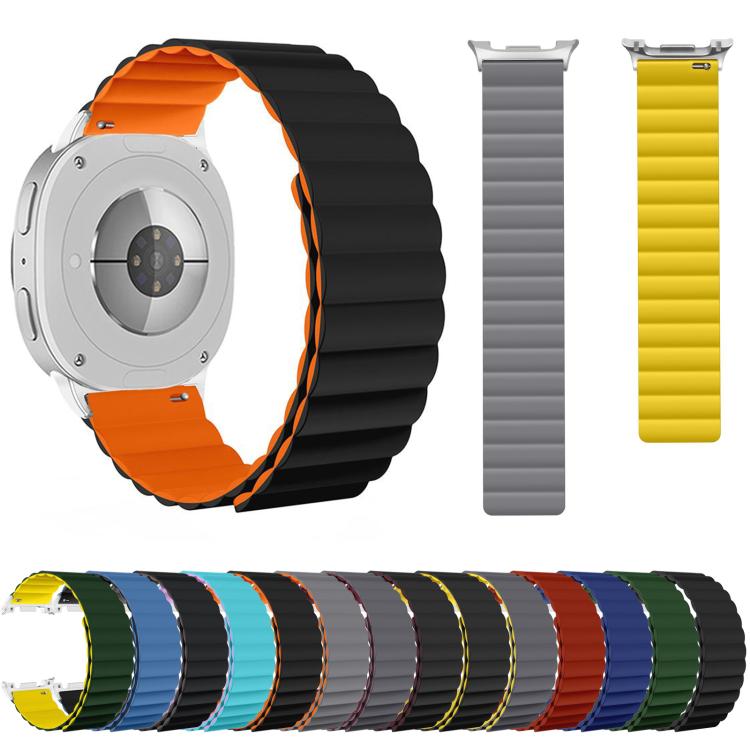For Samsung Galaxy Watch8 / Watch8 Classic Magnetic Silicone Watch Band(Black+Orange)
