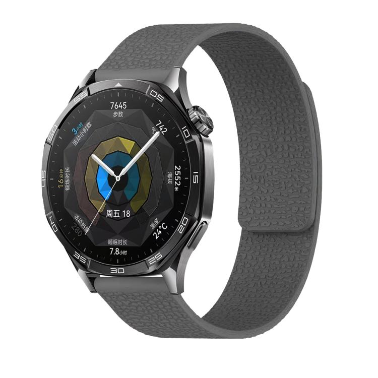 18mm Lychee Texture Soft Magnetic Silicone Watch Band(Gray)