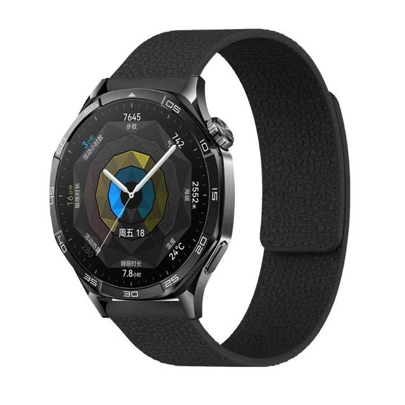 18mm Lychee Texture Soft Magnetic Silicone Watch Band(Black)