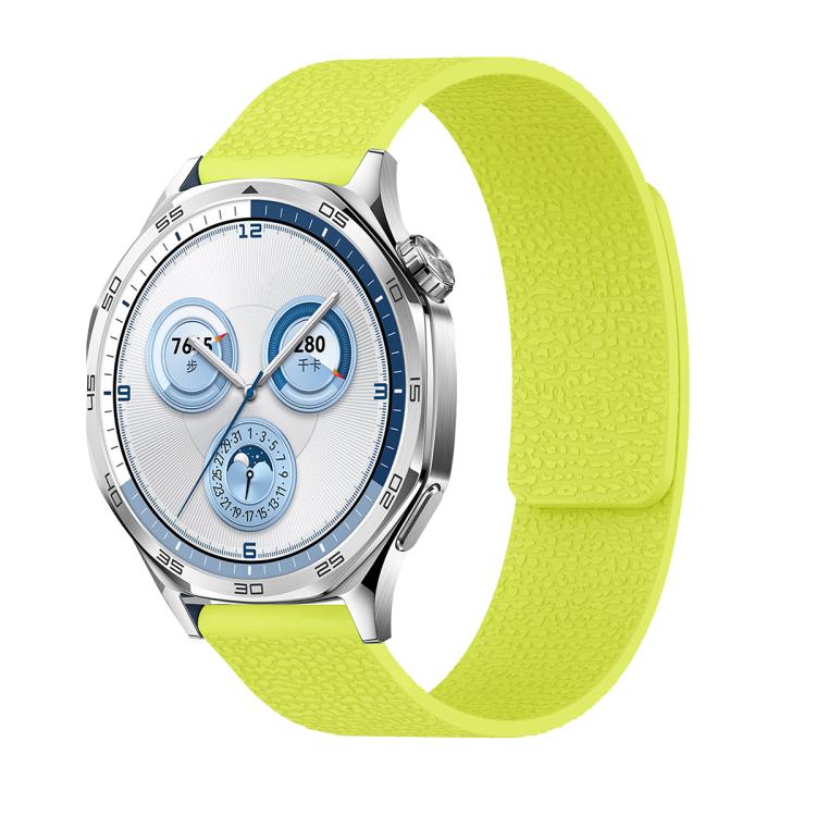 18mm Lychee Texture Soft Magnetic Silicone Watch Band(Fluorescent Green)