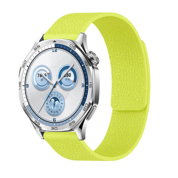 18mm Lychee Texture Soft Magnetic Silicone Watch Band(Fluorescent Green)