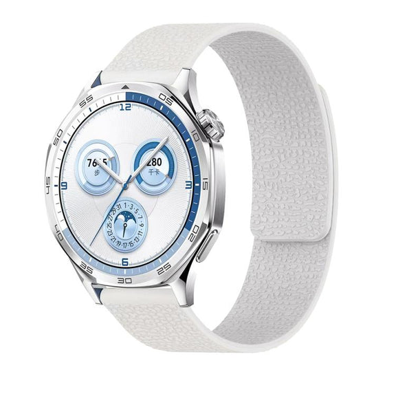 22mm Lychee Texture Soft Magnetic Silicone Watch Band(White)