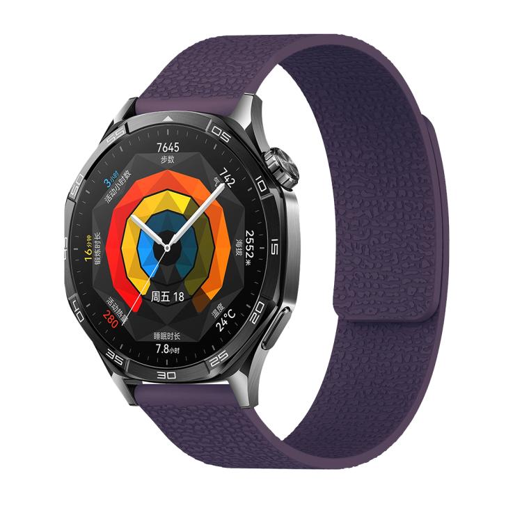 22mm Lychee Texture Soft Magnetic Silicone Watch Band(Purple)