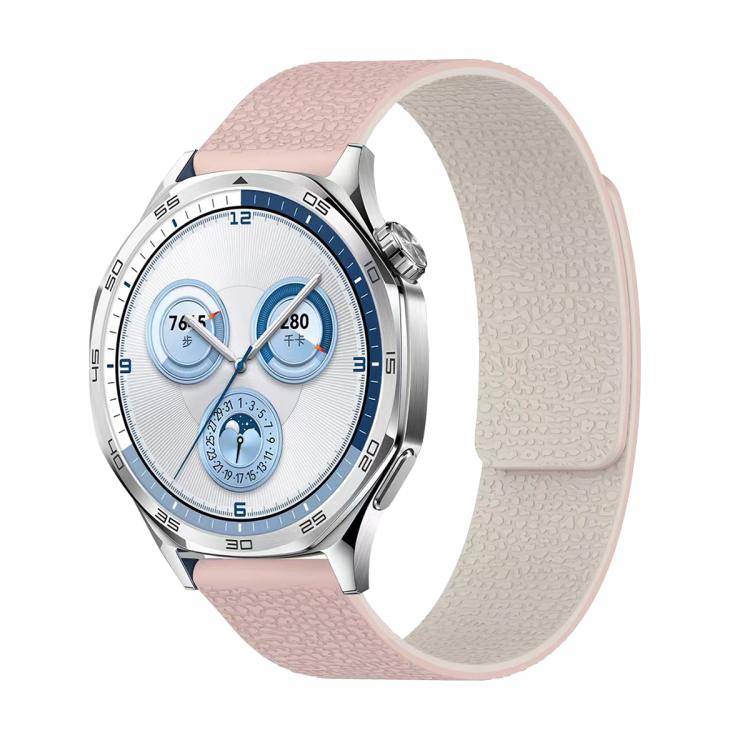 22mm Lychee Texture Soft Magnetic Silicone Watch Band(Pink Starlight)