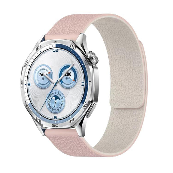 22mm Lychee Texture Soft Magnetic Silicone Watch Band(Pink Starlight)