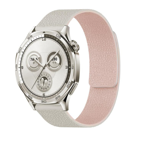 22mm Lychee Texture Soft Magnetic Silicone Watch Band(Starlight Pink)