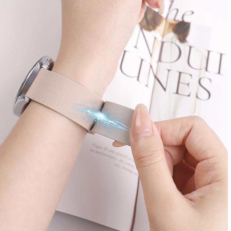 22mm Lychee Texture Soft Magnetic Silicone Watch Band(Blue Gray)