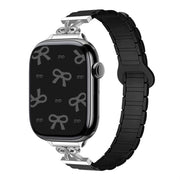 For Apple Watch 42mm / 41mm / 40mm / 38mm Bow Small Waist Magnetic Silicone Watch Band(Black)