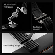 For Apple Watch 46mm / 49mm / 45mm / 44mm Knurled Texture Folding Buckle Silicone Watch Band(Titanium Curry)