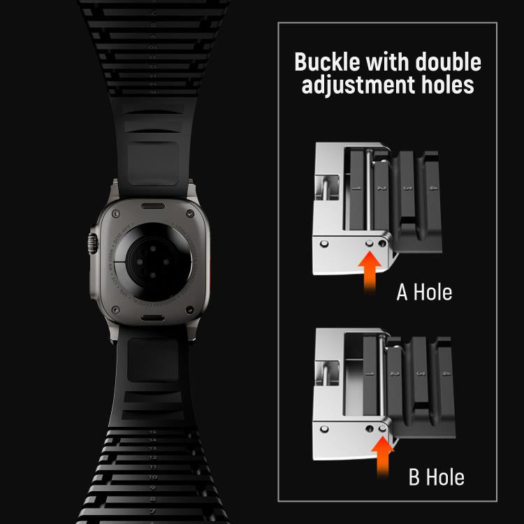 For Apple Watch 46mm / 49mm / 45mm / 44mm Knurled Texture Folding Buckle Silicone Watch Band(Titanium Orange)