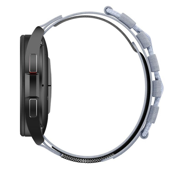 20mm Universal Braided Cord Nylon Hook and Loop Fastener Watch Band(Gray)