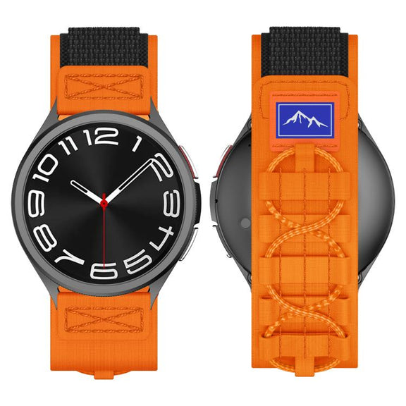 22mm Universal Braided Cord Nylon Hook and Loop Fastener Watch Band(Orange)