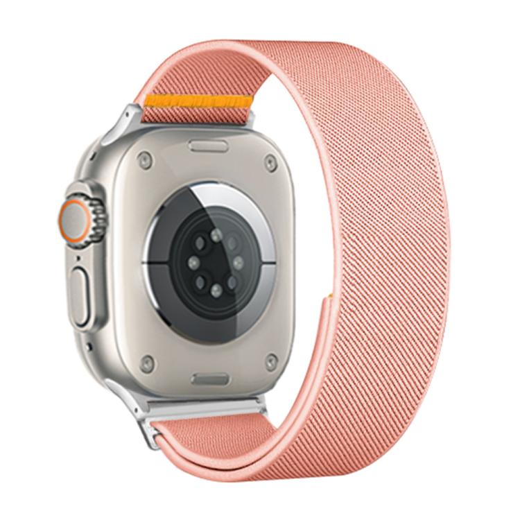 For Apple Watch 46mm / 49mm / 45mm / 44mm Adjustable Single Loop Elastic Nylon Watch Band(Pink)