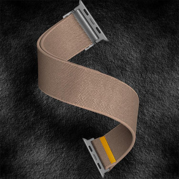 For Apple Watch 46mm / 49mm / 45mm / 44mm Adjustable Single Loop Elastic Nylon Watch Band(Milk Tea)
