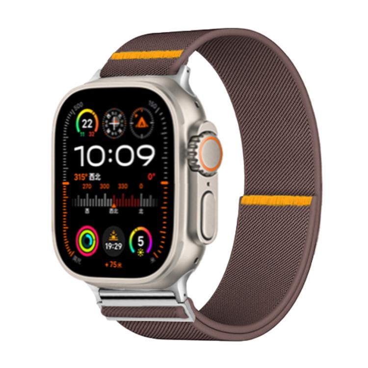 For Apple Watch 46mm / 49mm / 45mm / 44mm Adjustable Single Loop Elastic Nylon Watch Band(Smokey Purple)