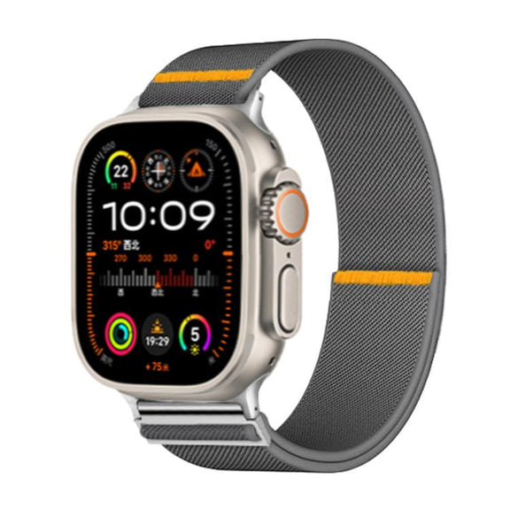 For Apple Watch 46mm / 49mm / 45mm / 44mm Adjustable Single Loop Elastic Nylon Watch Band(Gray)