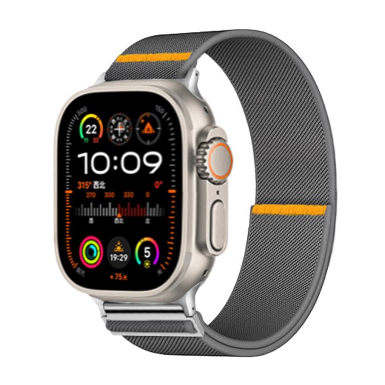 For Apple Watch 46mm / 49mm / 45mm / 44mm Adjustable Single Loop Elastic Nylon Watch Band(Gray)