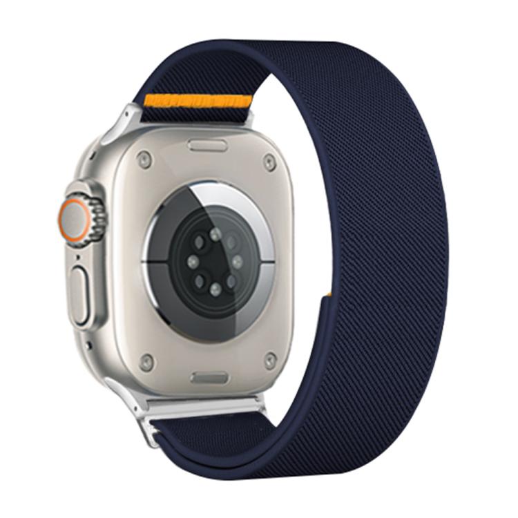 For Apple Watch 46mm / 49mm / 45mm / 44mm Adjustable Single Loop Elastic Nylon Watch Band(Dark Blue)