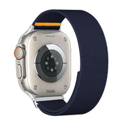For Apple Watch 46mm / 49mm / 45mm / 44mm Adjustable Single Loop Elastic Nylon Watch Band(Dark Blue)